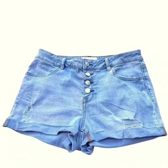 PACSUN DISTRESSED BUTTON FLY DENIM SHORTS•SIZE 30•PRE-OWNED GREAT CONDITION• - Picture 1 of 7
